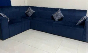Clean Blue L-Shaped Sofa for Sale – Good Condition (Dammam)