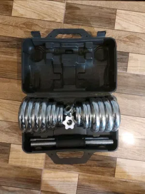 حقيبة اوزان كروم مع وصلتين دامبلز 30كيلو