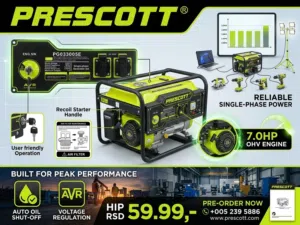 مولد كهرباء Prescott 3000 واط - جديد مفتاح سلف( ماتور كهرباء)