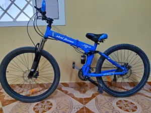 This is a foldable mountain bike, branded “Skid Fusion "
