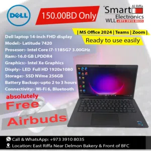Dell i7 Laptop 11th Gen  16GB RAM  Fast SSD  Slim & Powerful 150BD ONLY Free air buds