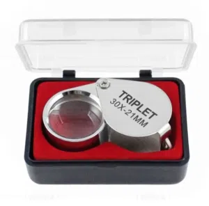 عدسه مكبرة Loupe للمجوهرات معدنية تعلق مع المفاتيح تكبير 30x عالية الجودة مناسبه للمجوهرات والعملات