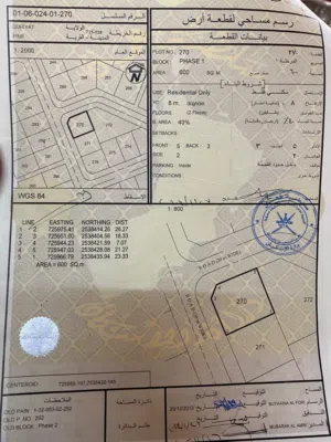 ارض سكنيه 600م2 شاطئ فنس (قريات/فنس)