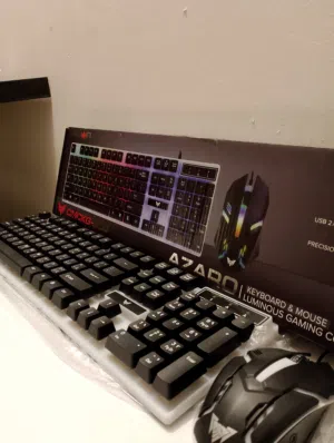 كيبورد وماوس ألعاب CMCKG-200 RGB إضاءة RGB ملونة وجذابة كيبورد كامل مع لوحة أرقام (104 أز