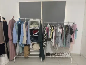 IKEA hanging rack with oragizer