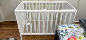 Baby Cot / Baby Crib - White Wooden - Good Condition