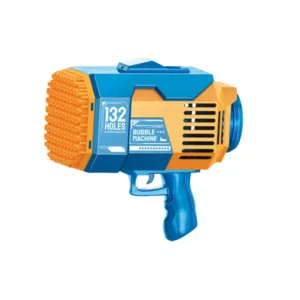 مسدس فقاعات هالوو - مسدس فقاعات بـ 132 فتحة مع ضوء ملون - أزرق