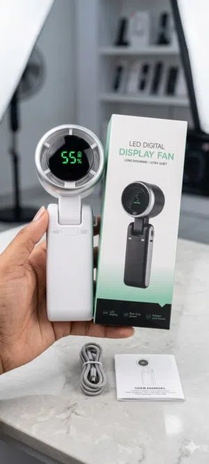 Portable LED Digital Display Fan - Rechargeable & Ultra Quiet