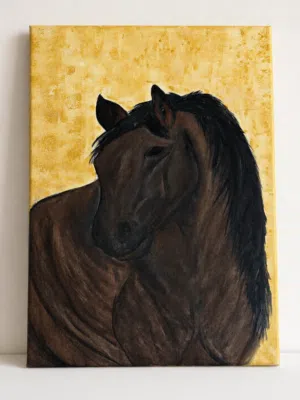 Handmade Horse Acrylic Painting on Canvas Modern Wall Art Decor