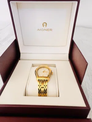 Aigner A shape full yellow gold plated watch brand new with box not used