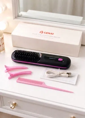 فرشاة تمليس الشعر اللاسلكية من GENAI – شحن USB – سهلة الاستخدام وبحالة ممتازة