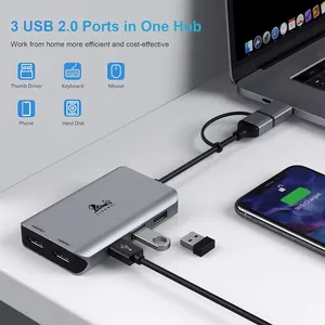 يو اس بي هاب ومقسم شاشة من شركة Lionwei  LIONWEI USB 3.0 to Dual HDMI Docking Station