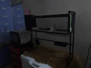 منظم مطبخ معدني ذو باب متحرك، اسود اللون (مستعمل)
