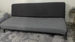صوفا بد ايكيا لون رمادي اسفنج مع بوليستر ودانلوب والقماش بنفك وبنغسل