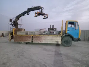 Mercedes truck with block crane