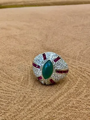 خاتم رجالي (حجر الياقوت والزمرد )مقاس 22
