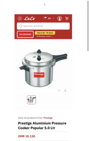 Prestige 5litre pressure cooker for sale
