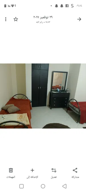100 m2 1 Bedroom Apartments for Rent in Ramallah and Al-Bireh Qadoura
