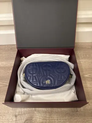 Aigner Deep blue shiny light gold Metal Diadora Deep blue Belt Bag S