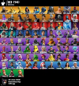 حساب Fortnite نادر للبيع مود الزومبي Leviathan Axe + Gold Kratos Full Access 83 Skins + 126