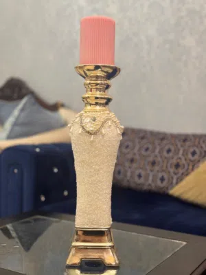 White and golden candle stand