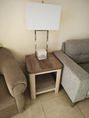 Olivos Coffee tables - Ash Grey/Oak + Marble table lamp