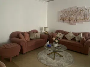 طقم كنب مخمل وردي غامق (3 قطع)