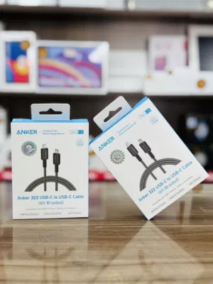 سلك واير تايب سي + تايب سي من انكر ANKER 322 USB -C TO USB-C CABLE . ( 3 ft Braided )