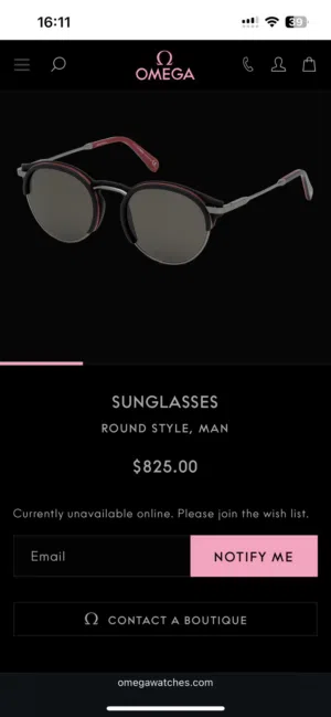 Omega Luxury Sunglasses - 100% Real - NOT FAKE! Not Used - SALE