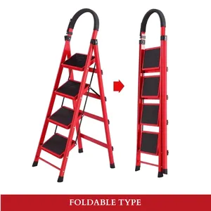 4 LAYER STEP LADDER WITH SAFETY HANDLE AND NON-SLIP PADS – MULTIFUNCTIONAL FOLDABLE LADDER FOR HOME