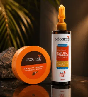 Tanning spray and creamy oil