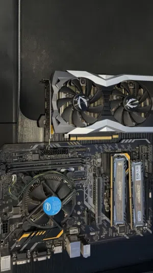 معالج i5 9400f  Asus tuf H310 plus مذربورد  كرت الشاشة rtx 2060 6gp  رام ballistix 16gb 3000mhz