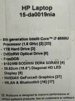 لاب توب نوع اتش بي جديد core i7 generation 8