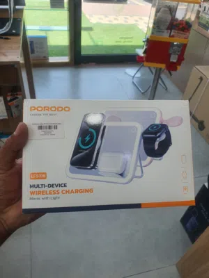 PORODO MULTI DEVICE WIRELESS CHARGING MIRROR WITH LIGHT PD-LFST108-PK