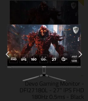 Devo Gaming Monitor 27 انش- DFI27180L - 27" IPS FHD 180Hz 0.5ms - Black