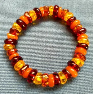 اسوارة كهرمان احمر حقيقي 4 درجات cherry amber حجر كريم قياس مرن