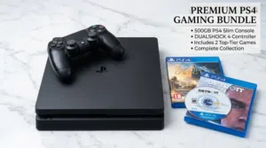 بلي ستيشن 4 سلم (PS4) غير مهكر مستعمل مع لعبتين