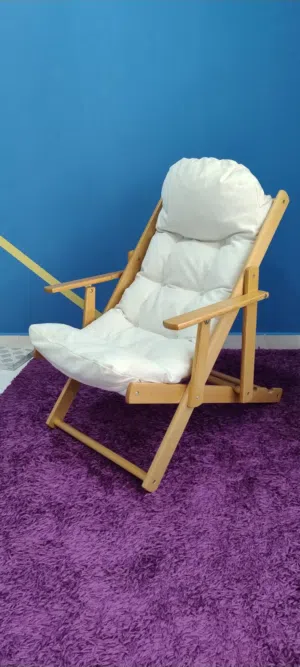 كرسي استرخاء خشبي فاخر مع فرشة مريحة Luxury Wooden Recliner Chair – Great Deal Only 12