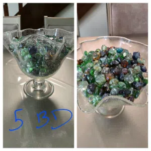 vase filled with colorful stones