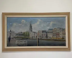 لوحة زيتية قديمة لهولندا مرسومة على القماش لفنان هولندي مرسومة سنة 1935