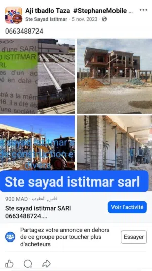 STE SAYAD ISTITMAR Sarl  ste de construction de bâtiments et travaux divers