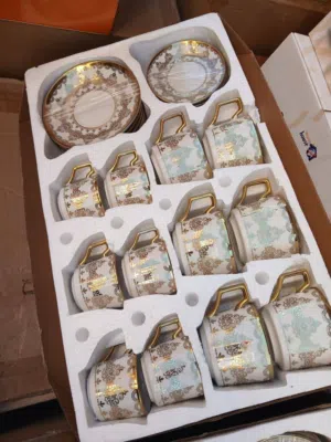 Service À Table 24 Pièce Hgq1 فيه 24 قطعة  6 قهوة حليب بطبساهم  6 فناجل قهوة كحلة بطبساهم