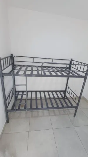heavy duty bunk bed silver steel size 190x90 cm with mattress