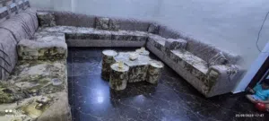 كنب كورنر مودرن للبيع مستعمل شبه جديد بحالة الوكاله 18 مقعد