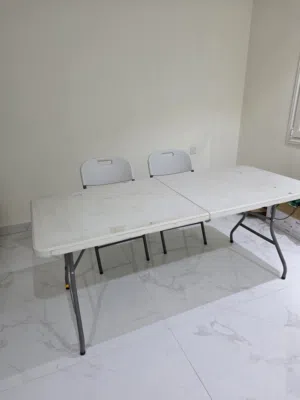 White Large Folding Table for Sale w/folding chairs