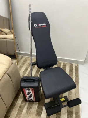 كرسي مع دنبل 20kG مع بار طويل