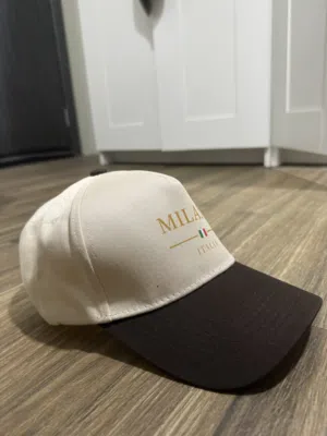 Milano Italia Two-Tone Baseball Cap – Cream & Brown (Brand New Condition)