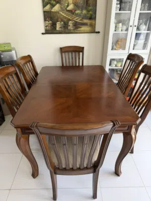 Solid wood 6-seater Dining Table with chairs - Classic Dark Finish