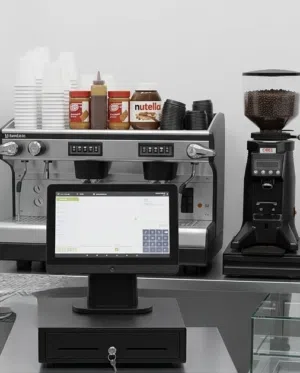 معدات كوفي شوب كاملة للبيع (ماكينة قهوة + مطحنة + كاشير + ثلاجة عرض)