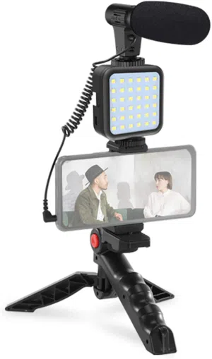 عدة تصوير للبث المباشر(ترايبود/اضاءة/ ميكرفون/ ريموت تحكم) KIT-01LM Video Kit Vl